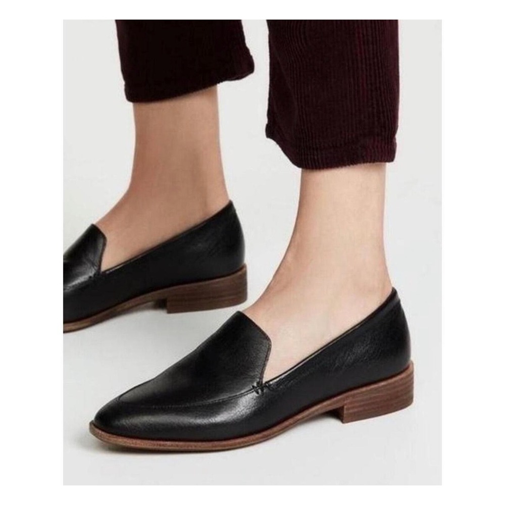 Madewell Frances Loafer True Black Leather Pointed Toe Flat H2419 Womens 7.5